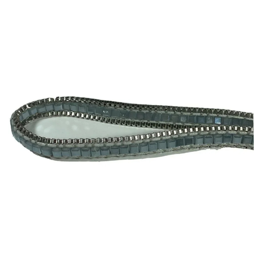 Katie Soleil Women Square Beaded 3 Wrap Bracelet Grey Cord Opaque Blue Silver - Picture 5 of 5